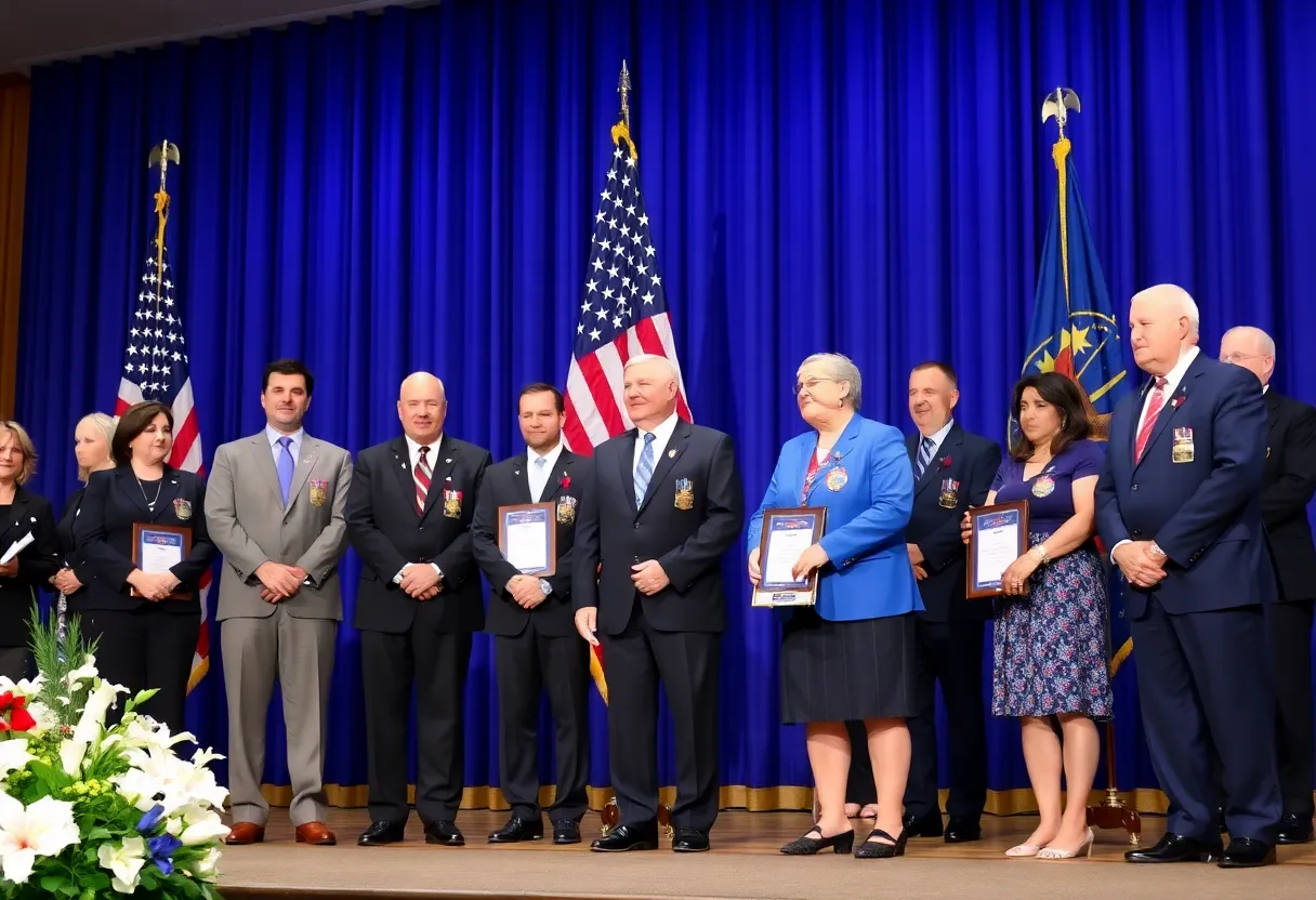 Ceremony for the Presidential Medal of Freedom award with U.S. flag