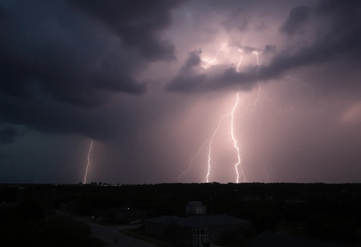 Dark storm clouds over Charleston during severe weather