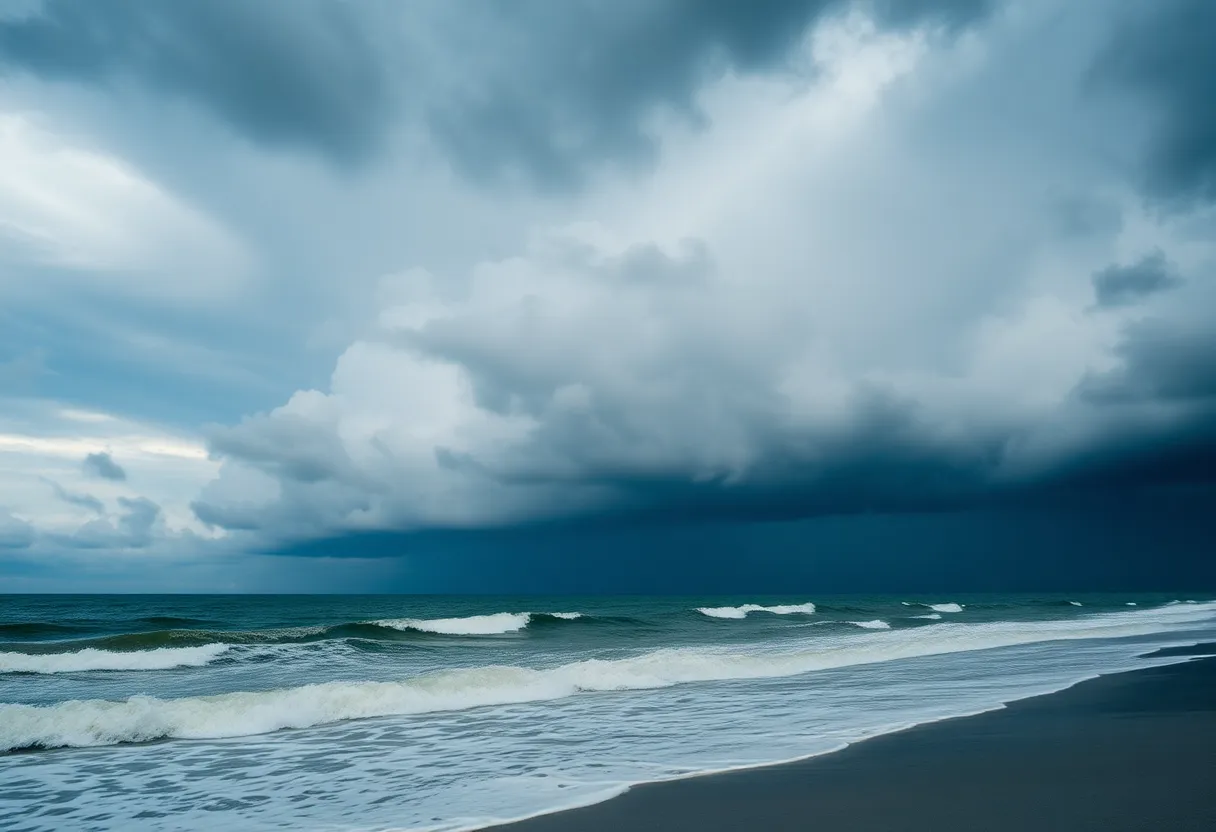 Gathering storm clouds over Charleston SC coastline