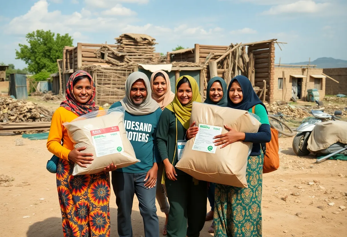 Volunteers working together to deliver humanitarian aid in Ukraine