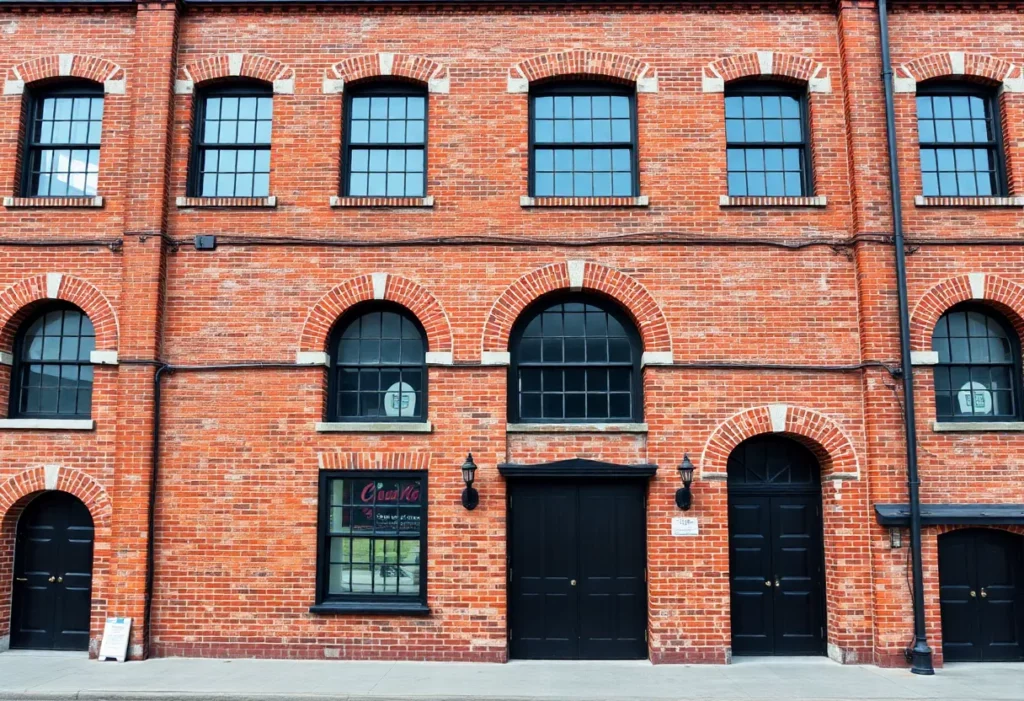 Facade of the restored Bennett Rice Mill in Charleston