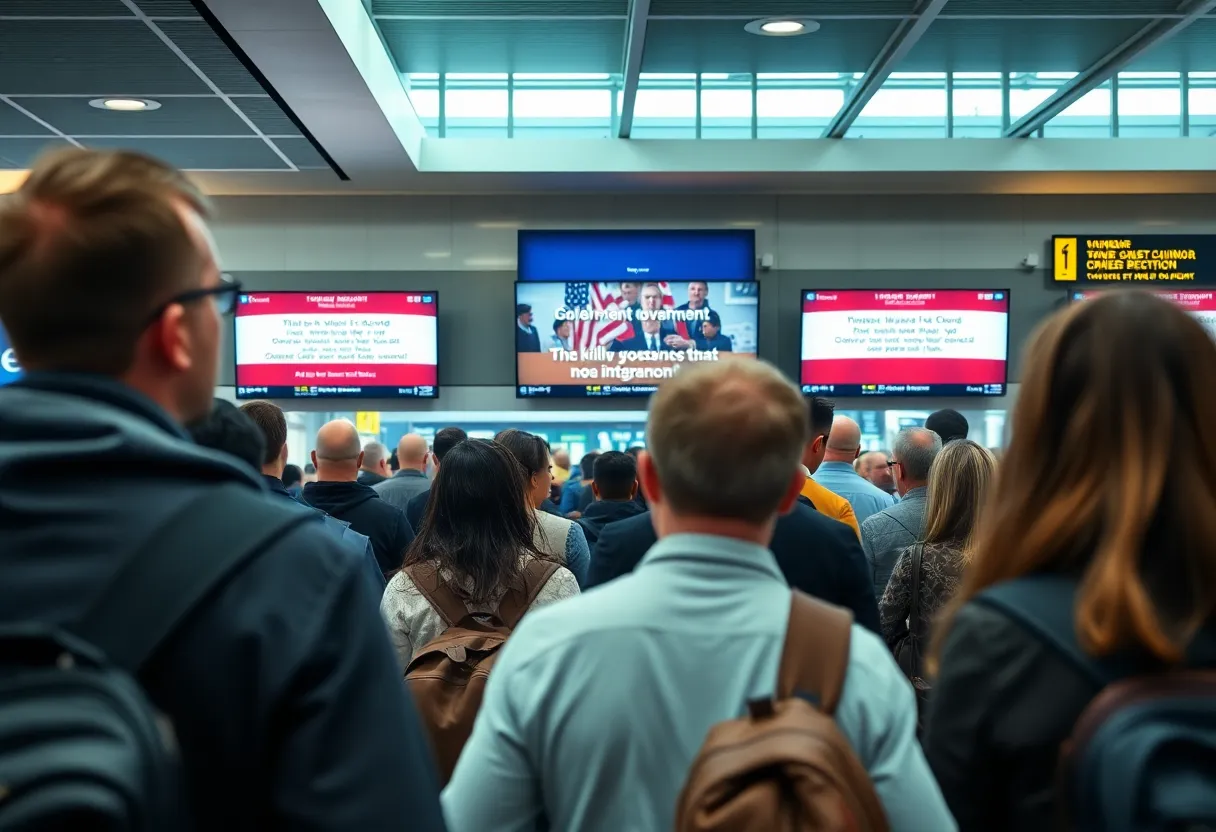 Travelers at Charleston International Airport watching a controversial video.