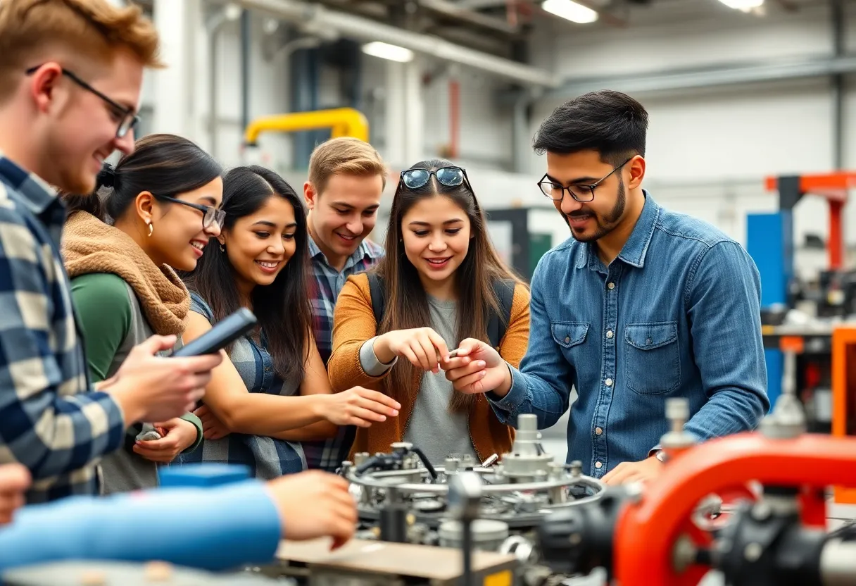 Students collaborating on manufacturing projects