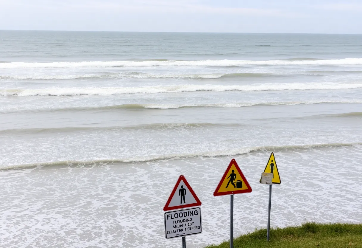 Coastal view of Charleston, SC during high tide