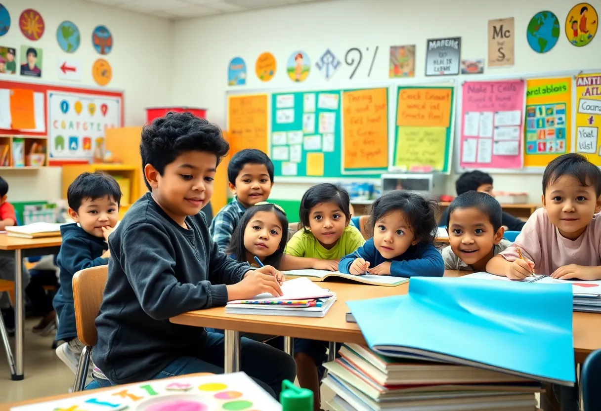 Diverse students engaged in learning in a classroom