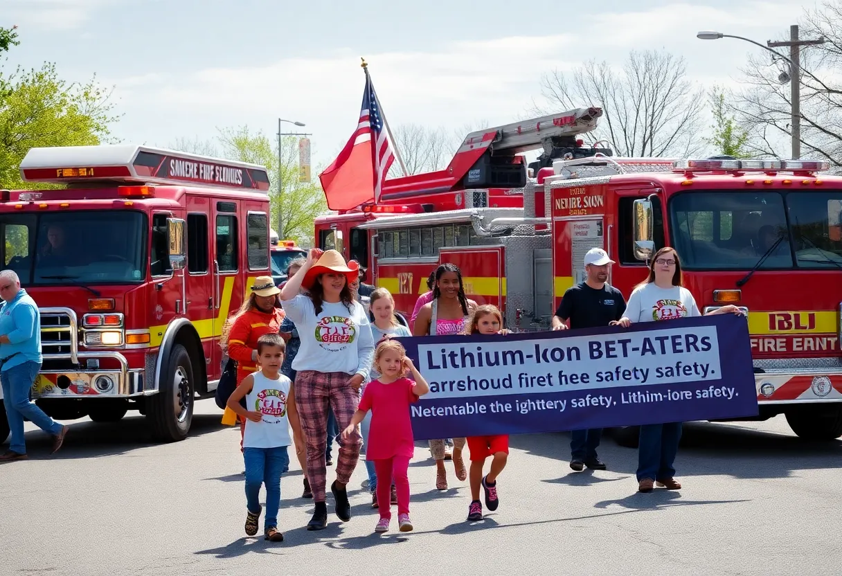 Community parade for Fire Prevention Week in Charleston