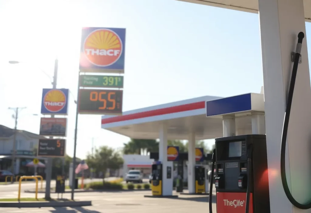 Gas station in Charleston SC displaying current gas prices