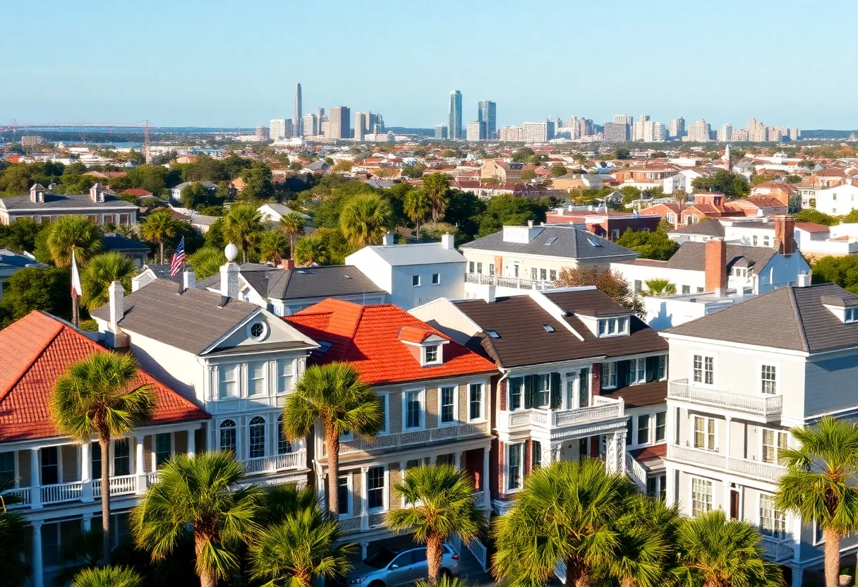 Overview of Charleston real estate depicting historic and luxury homes