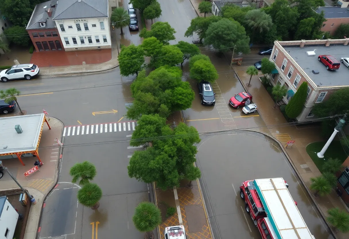 Flooded streets in downtown Charleston SC