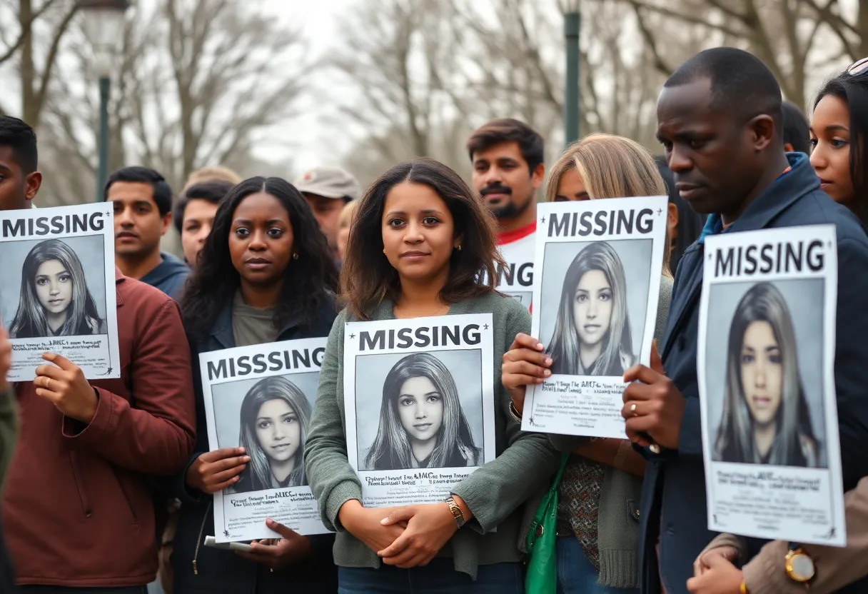 Community gathering showing support for missing teenagers
