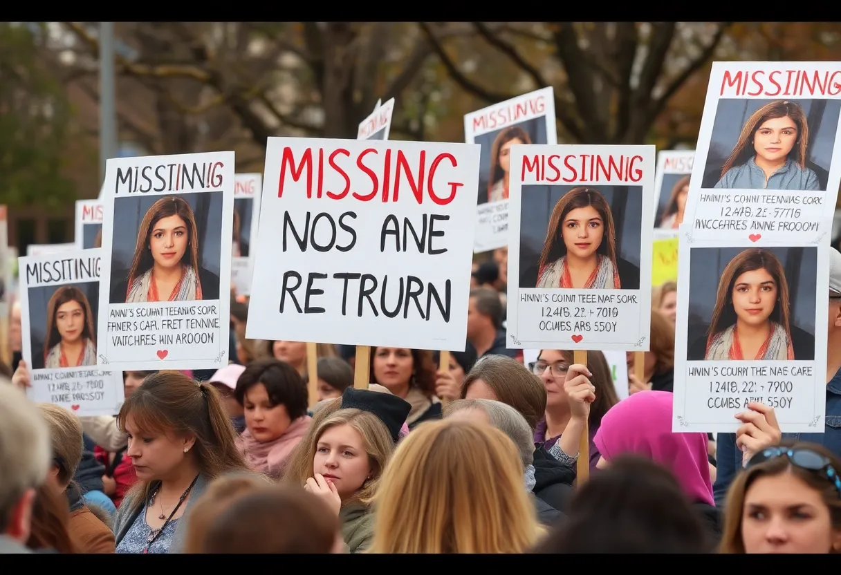 Community gathering for finding missing teenagers