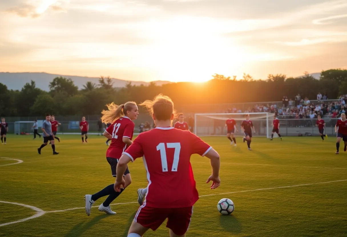 A soccer match between CSU and HPU during Senior Day celebrations.