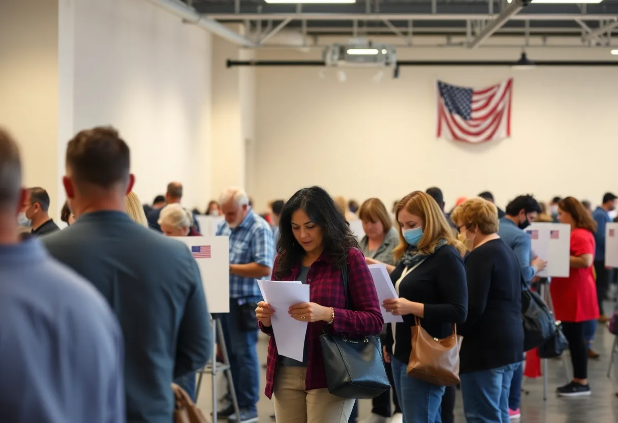 Diverse group of voters participating in early voting in Charleston, SC
