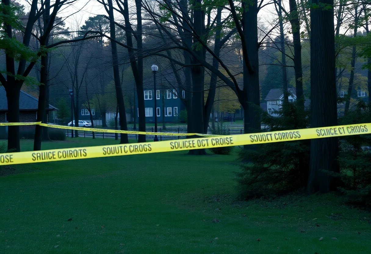 Investigation scene in a wooded area near Trident Technical College