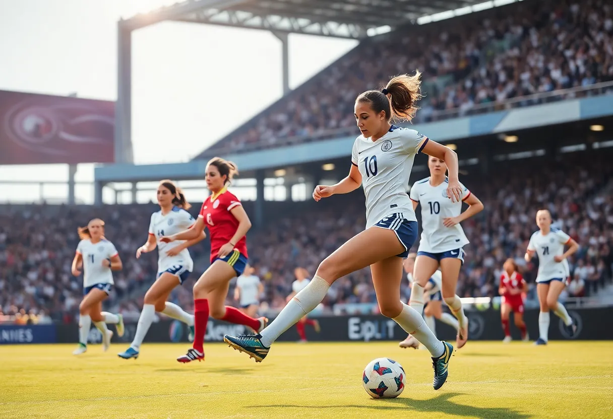Longwood University women's soccer team in action during a match against Charleston Southern.