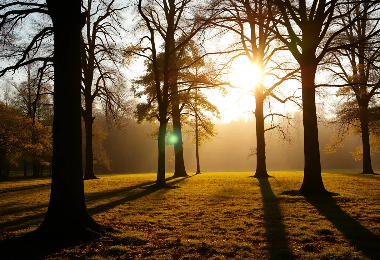 A calm and peaceful forest scene for a memorial