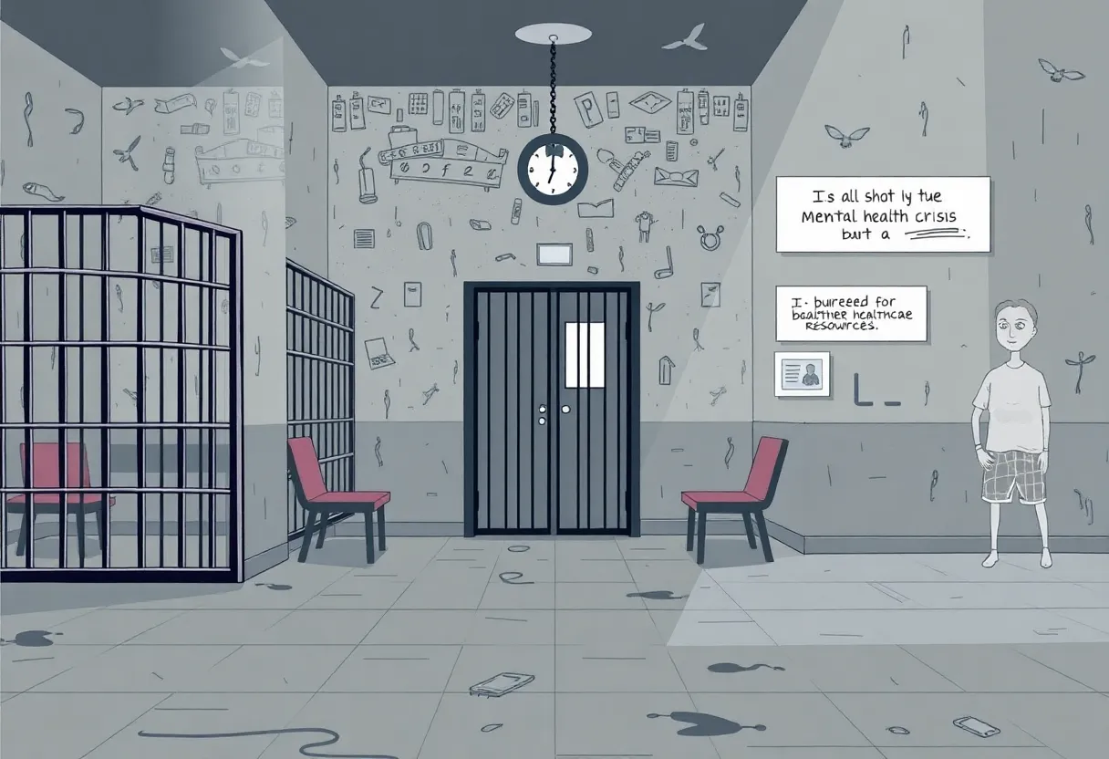 Illustration of mental health issues in jails