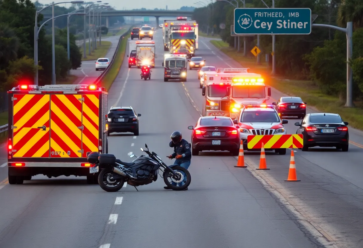 Scene of a motorcycle collision on Interstate 26 West near Charleston