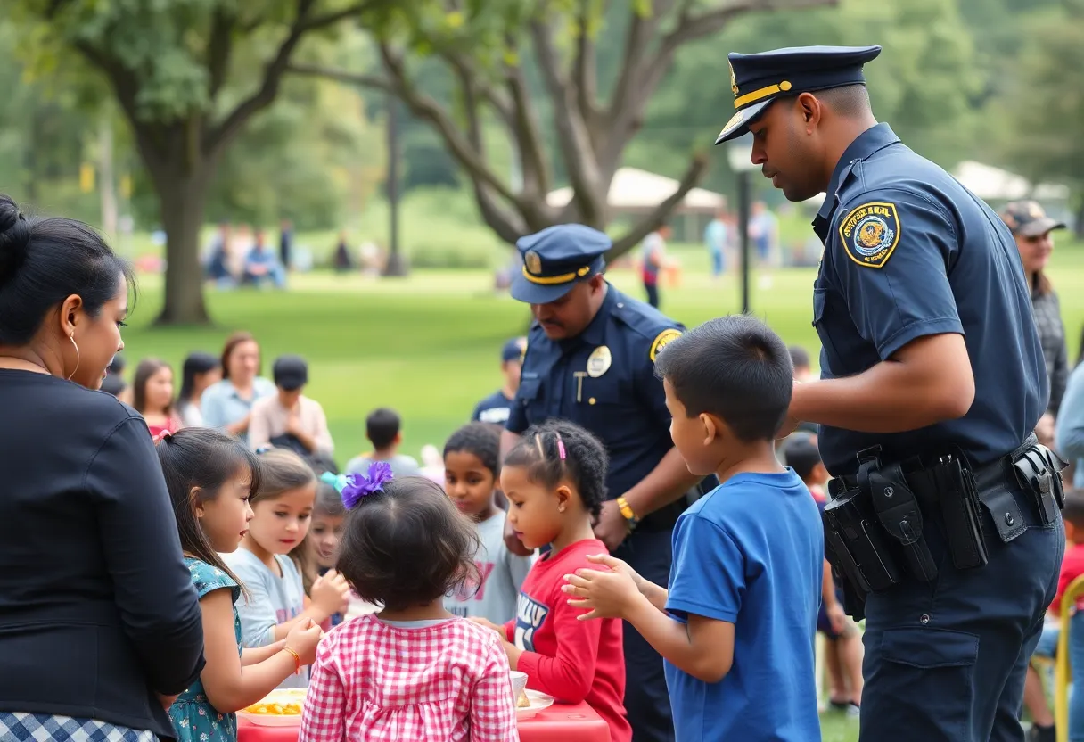 Families enjoying activities at National Night Out event in North Charleston
