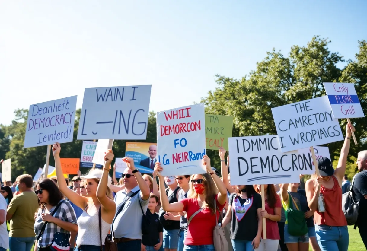 Protesters at the No Kings National Day of Action in North Charleston