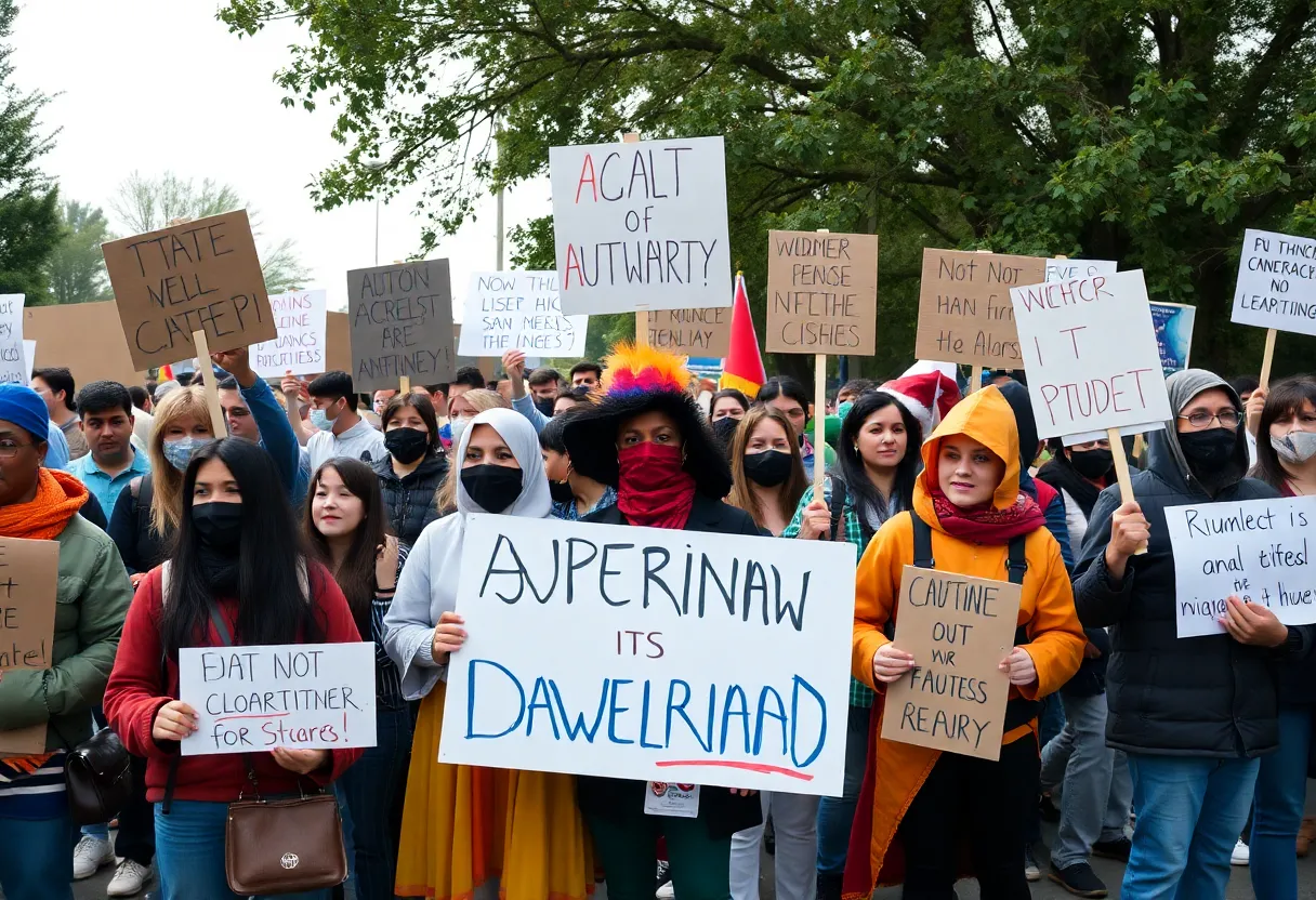 Protestors gathering at the No Kings rally in North Charleston.