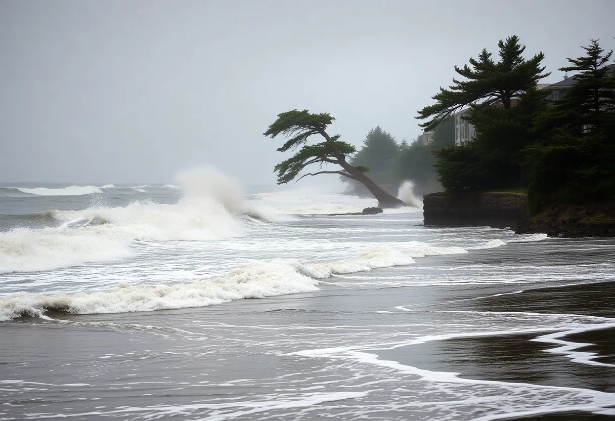 Flooded roads and high winds along the East Coast due to a Nor'easter