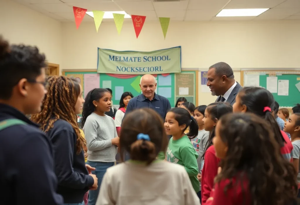Community leaders engaging with students during the Principal for the Day event in North Charleston