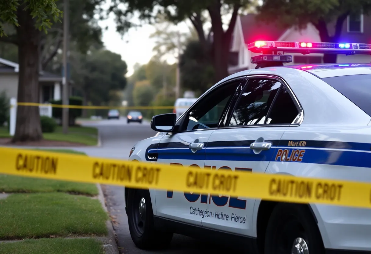 Police car at a shooting scene in North Charleston