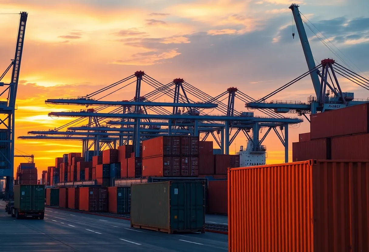 Port of Charleston with shipping containers