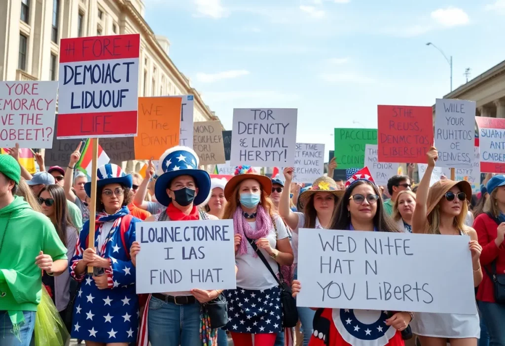 Crowd of protesters in Summerville and North Charleston holding signs during a peaceful protest