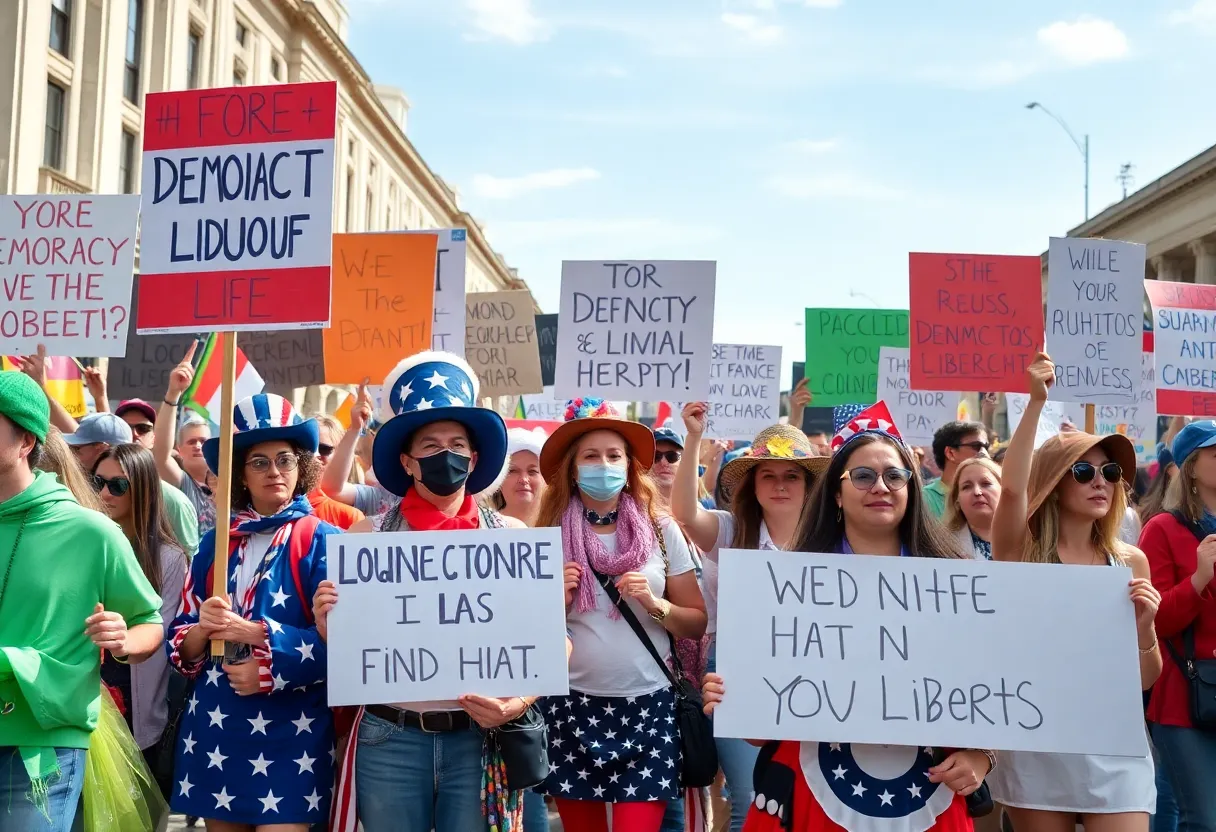 Crowd of protesters in Summerville and North Charleston holding signs during a peaceful protest
