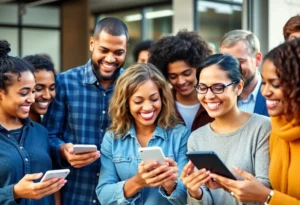 Group of diverse customers advocating for a brand on social media