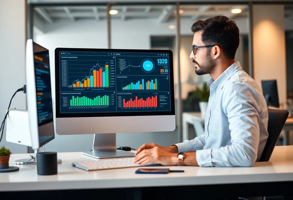 Digital marketing professional analyzing advertising data