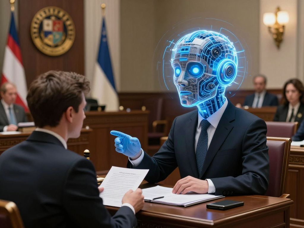 Illustration of AI technology meeting South Carolina legislative symbols