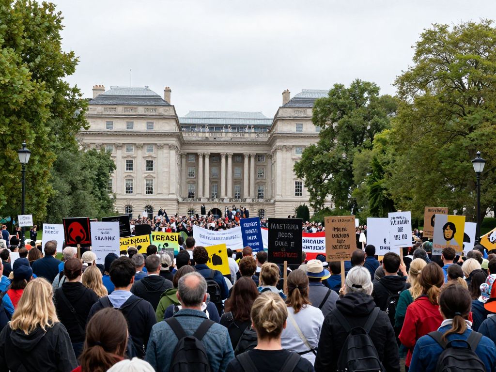 Crowd at anti-ICE demonstration in Marion Square, Charleston