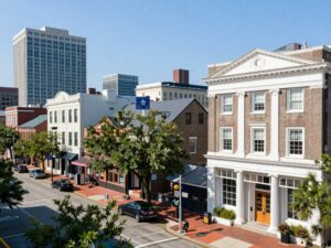 A view of Charleston highlighting local businesses and economic growth.