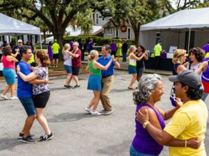 Crowd participating in community events in Charleston, SC