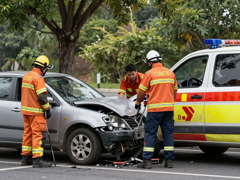 Emergency services responding to a car crash in Charleston County.