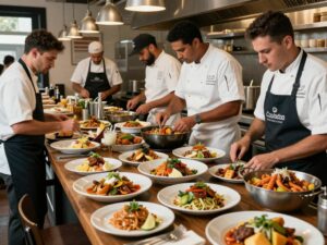 Vibrant culinary scene in Charleston showcasing diverse dishes