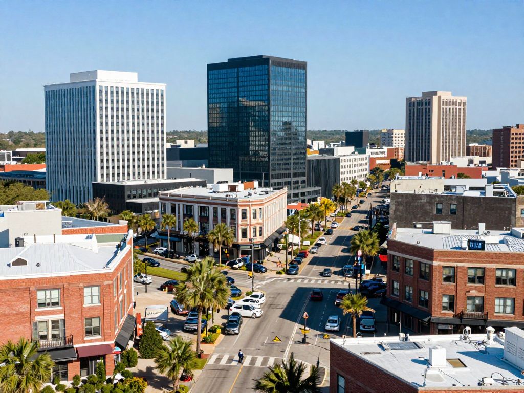 Thriving economic landscape of Charleston, SC with modern buildings