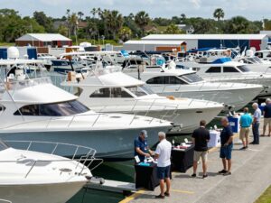 Charleston marine industry boat show showcasing various boats and marine dealers