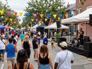Crowd enjoying a music festival in Charleston