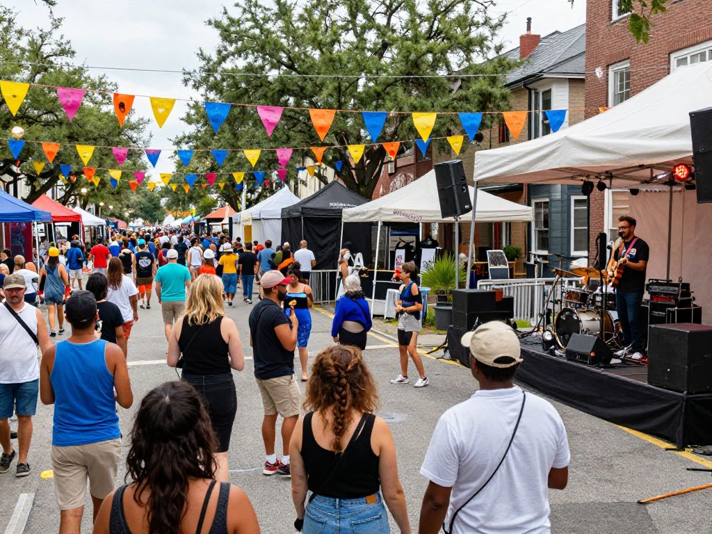Crowd enjoying a music festival in Charleston