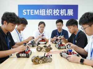 Students from Charleston Robotics Team demonstrating robotics skills