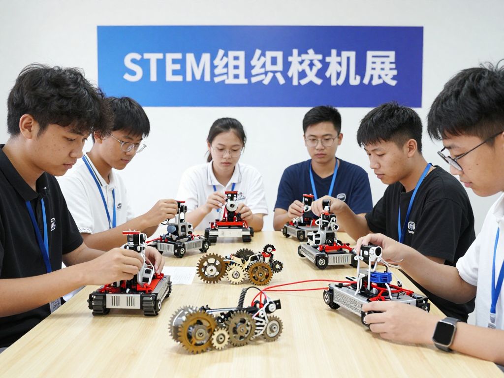 Students from Charleston Robotics Team demonstrating robotics skills