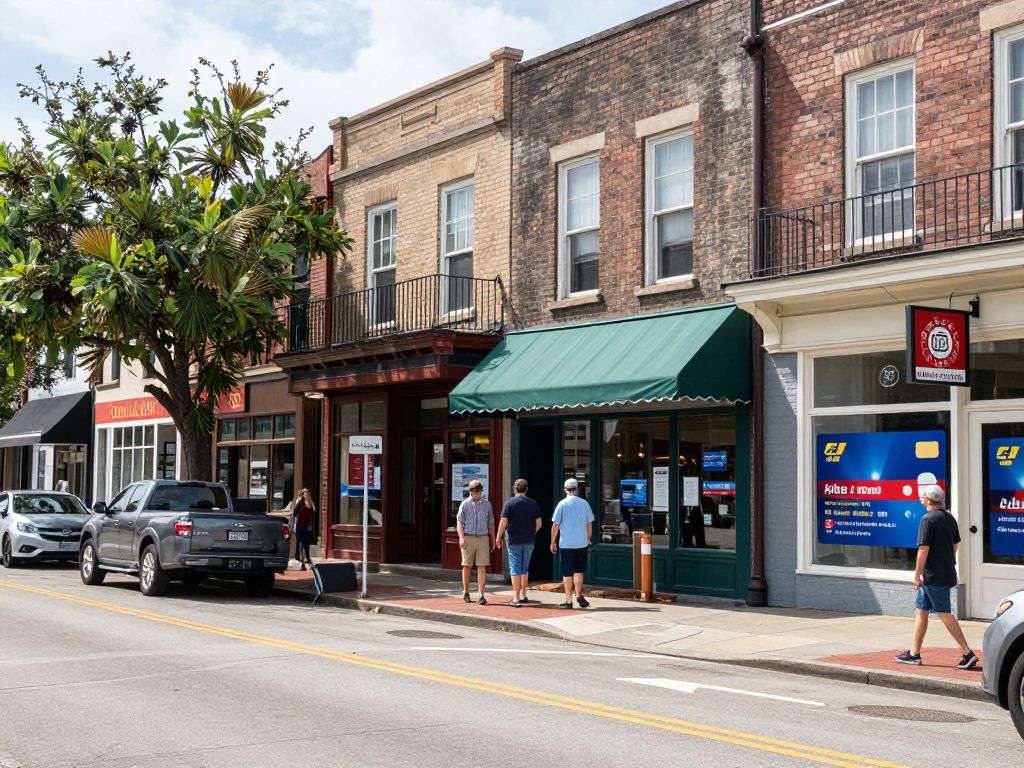 A street view of Charleston SC showing local businesses and economic activity in the city.