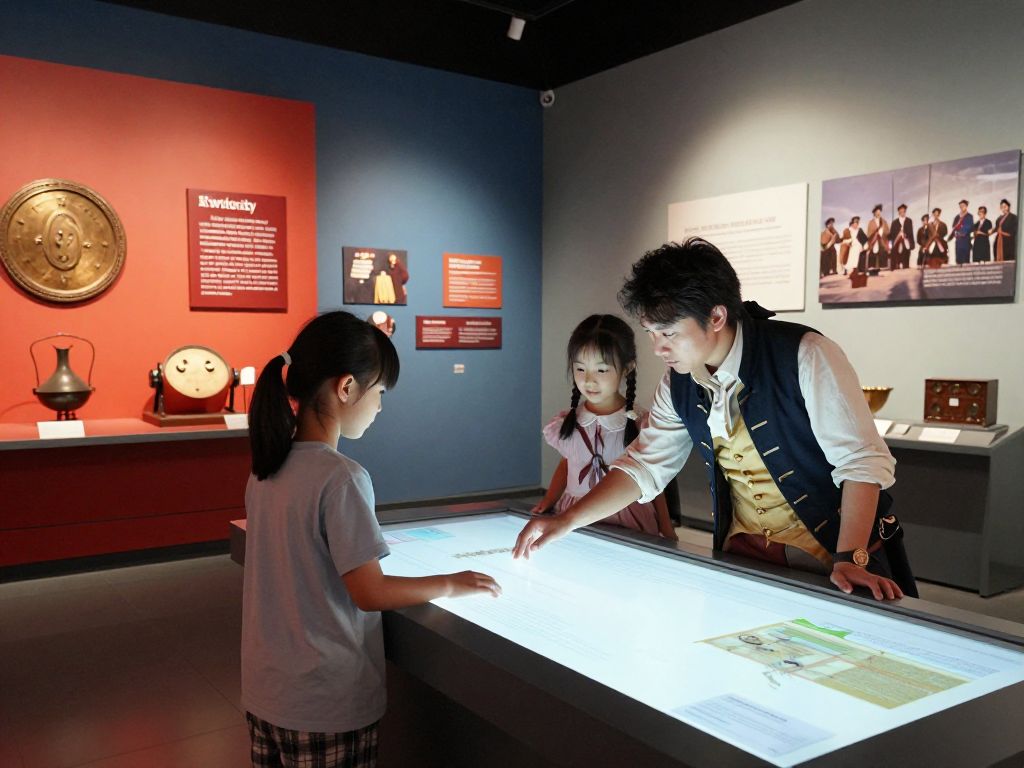 Family exploring American Revolutionary history at Charleston Museum