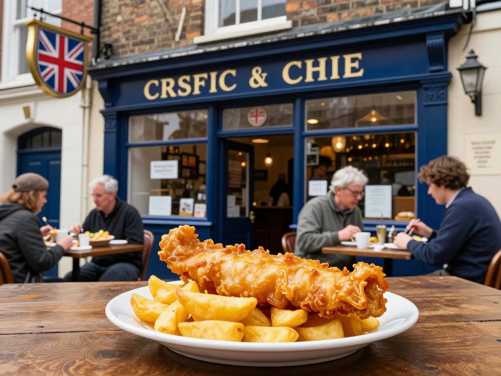 A plate of traditional British fish and chips from The CODfather.