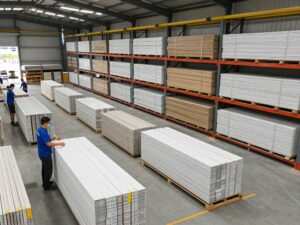 Construction Resources warehouse showing high-end building materials.