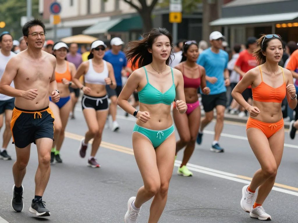 Participants celebrating at the Cupid Undie Run in Charleston